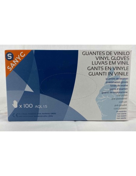 GUANTE VINILO BLANCO T/MEDIANA C/POLVO [1 x 100u.]