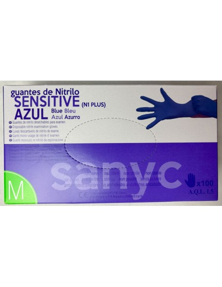 GUANTE NITRILO AZUL SENSITIVE T/M [1 x 100u.]