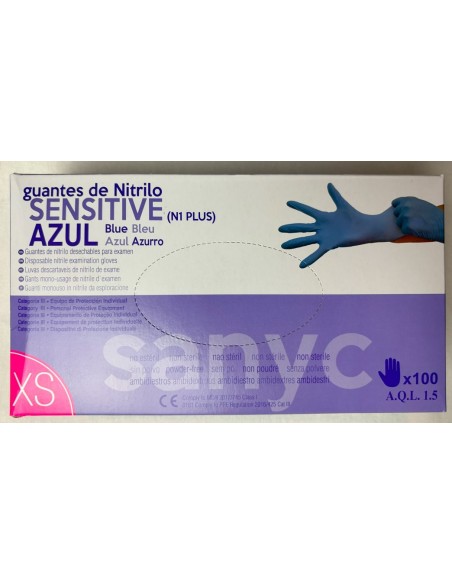 GUANTE NITRILO AZUL SENSITIVE T/XS [1 x 100u.]