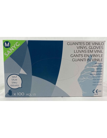 GUANTE VINILO AZUL SIN POLVO T/P [1 x 100u.]