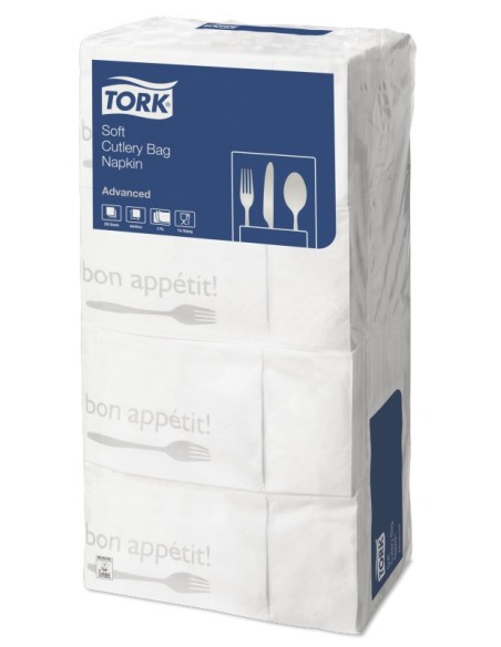 SERVILLETA TORK 40X40 3C. PLEG. 1/8 BON APPETIT -1 x 1200u.- PARA CUBIERTOS BLANCA