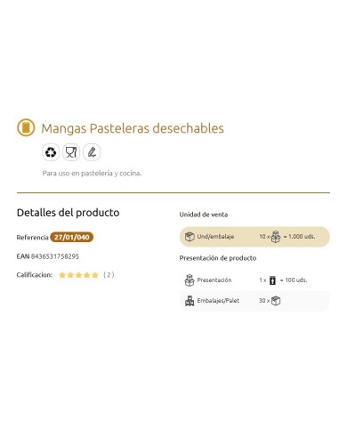 MANGA REPOSTERIA DESECHABLE 46 cms -1 x 100u- IBP