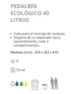 PAPELERA DENOX CPEDAL Y TAPA 40 LTRS AZUL 2