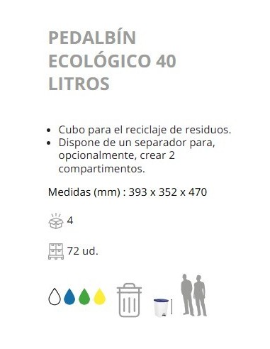 PAPELERA DENOX CPEDAL Y TAPA 40 LTRS AZUL