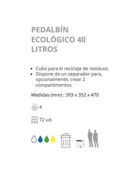 PAPELERA DENOX CPEDAL Y TAPA 40 LTRS AZUL