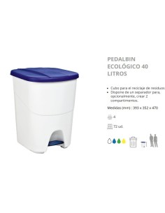 PAPELERA DENOX CPEDAL Y TAPA 40 LTRS AMARILLA