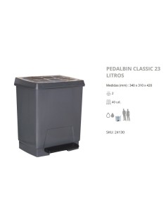 PAPELERA DENOX PLASTICO 23L CPEDAL  COLOR