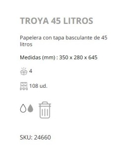 PAPELERA DENOX CTAPA BASCULANTE 45 LTRS swint top 2