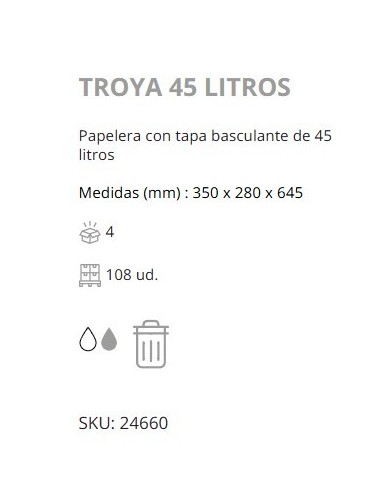 PAPELERA DENOX CTAPA BASCULANTE 45 LTRS swint top