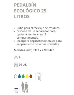 PAPELERA DENOX CPEDAL Y TAPA 25 LTRS VERDE 2