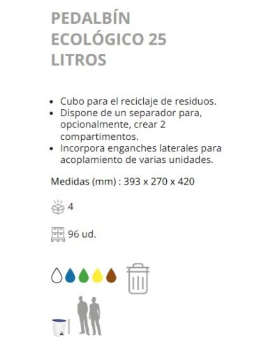 PAPELERA DENOX CPEDAL Y TAPA 25 LTRS VERDE