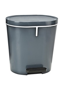 PAPELERA DENOX PLASTICO ANTRACITA OVAL 8L CPEDAL