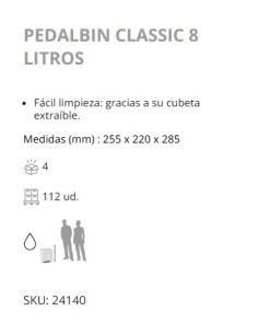 PAPELERA DENOX PLASTICO BLANCA 8L CPEDAL 2