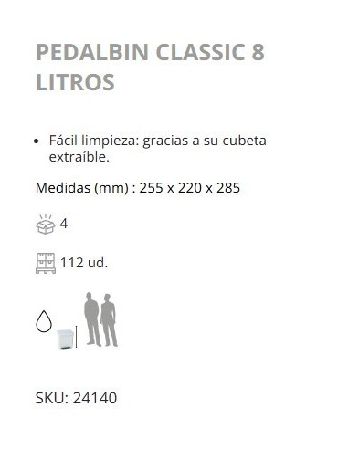 PAPELERA DENOX PLASTICO BLANCA 8L CPEDAL