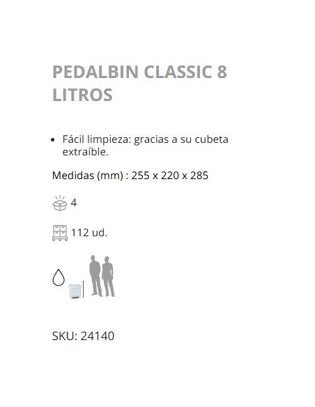 PAPELERA DENOX PLASTICO BLANCA 8L CPEDAL