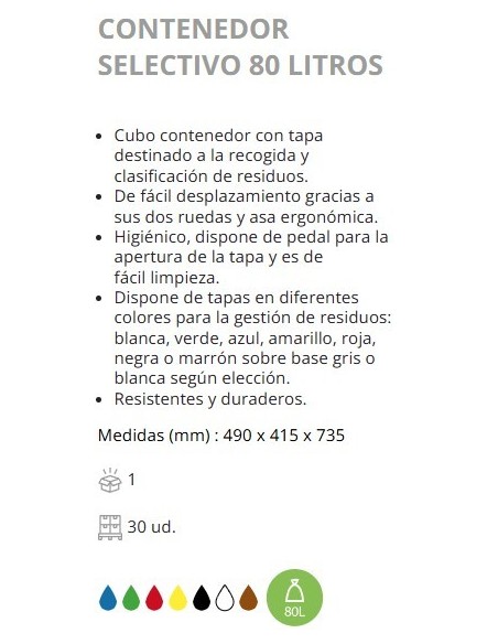 CONTENEDOR SELECTIVO DENOX CON PEDAL 80 LTRS ROJO