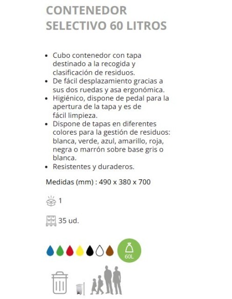CONTENEDOR SELECTIVO DENOX CON PEDAL 60 LTRS MARRON