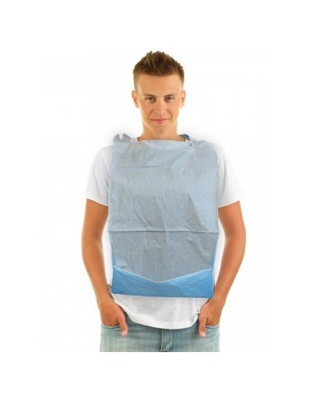 BABERO CON BOLSILLO 36x64cm AZUL -4pq x 125u-