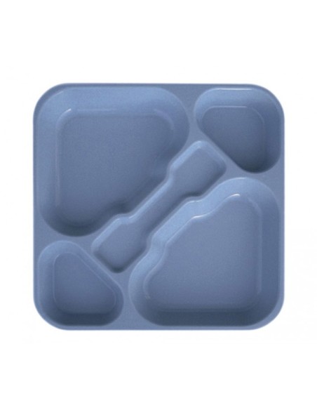 BANDEJA AUTOSERVICIO CUADRADA 335X335 CM POLIPROPILENO AZUL DE 5 COMPARTIMENTOS