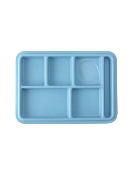 BANDEJA AUTOSERVICIO RECTANGULAR 370X265 MM POLIPROPILENO AZUL DE 6 COMPARTIMENTOS