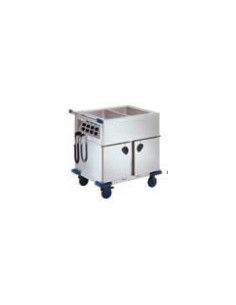 CARRO BAÑO MARIA SAG 2  CON 4 RUEDAS GIRATORIAS 2 CUBAS CON RESERVA CALIENTE REF 9075