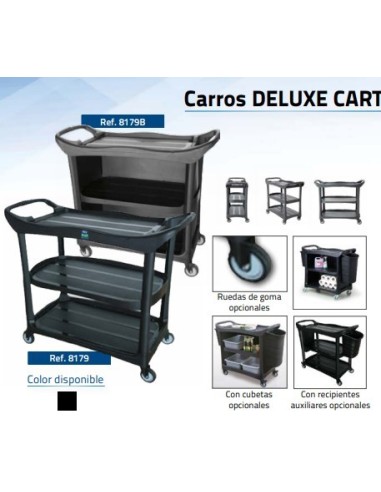 CARRO SERVICIO DELUXE CART 3 ESTANTES NEGRO 112X53X94CM