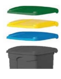 CONTENEDOR gris CPEDAL SRUEDAS 68 L 50x41x67 TAPA AMARILLA