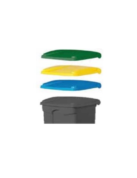 CONTENEDOR gris CPEDAL SRUEDAS 68 L 50x41x67 TAPA VERDE