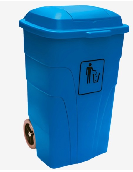 CONTENEDOR PULL CON APERTURA CRUEDAS AZUL 120 L