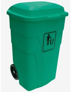 CONTENEDOR PULL CON APERTURA CRUEDAS Y PEDAL VERDE 120 L