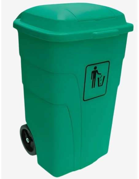 CONTENEDOR PULL CON APERTURA CRUEDAS Y PEDAL VERDE 120 L