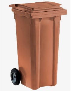 CONTENEDOR PULL CON PEDAL Y RUEDAS MARRON 120L