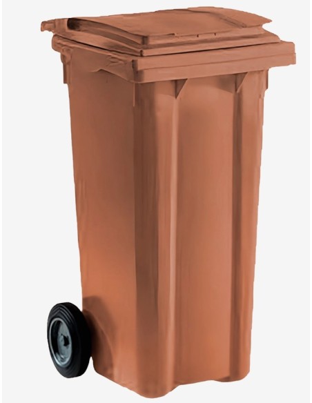 CONTENEDOR PULL CON PEDAL Y RUEDAS MARRON 120L