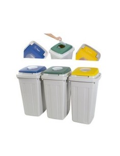 CONTENEDOR SELECTIVO LUXE 95LTRS CTAPA SRUEDAS COLORES