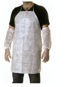 DELANTAL CPETO BLANCO tejido de polipr  capa poliet60x84CM -20pq x 10u-