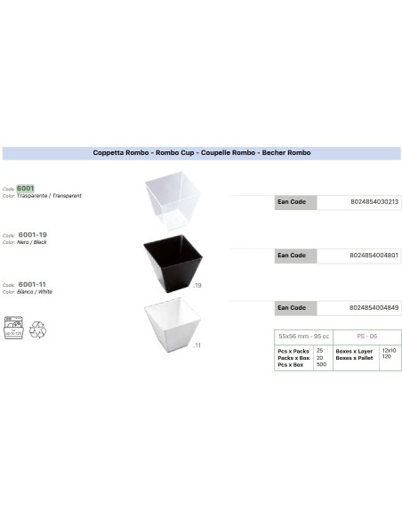 GP TAPA TARRINA ROMBO TRANSP 90CC -1 x 25 uds-