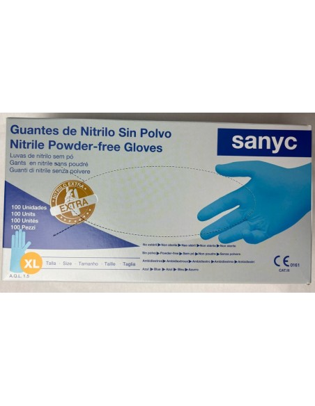 GUANTE NITRILO AZUL EXTRA FUERTE TXL -1 x 100u-