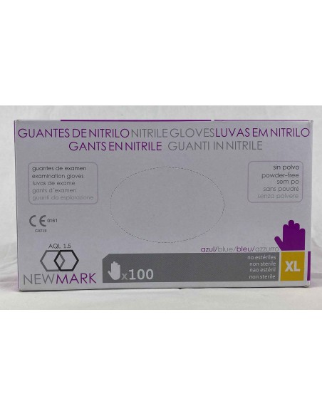 GUANTE NITRILO AZUL SIN POLVO TXL -1 x 100u- AQL 15 NEW MARK  ECO