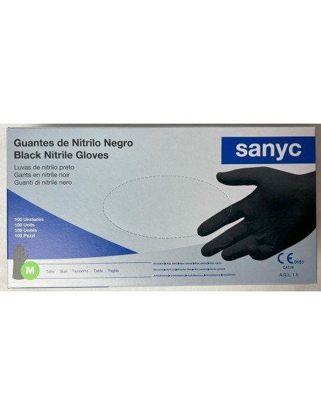 GUANTE NITRILO NEGRO TM SANYC -1 x 100u-