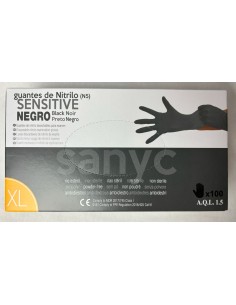 GUANTE NITRILO NEGRO TXL SENSITIVE -1 x 100u-