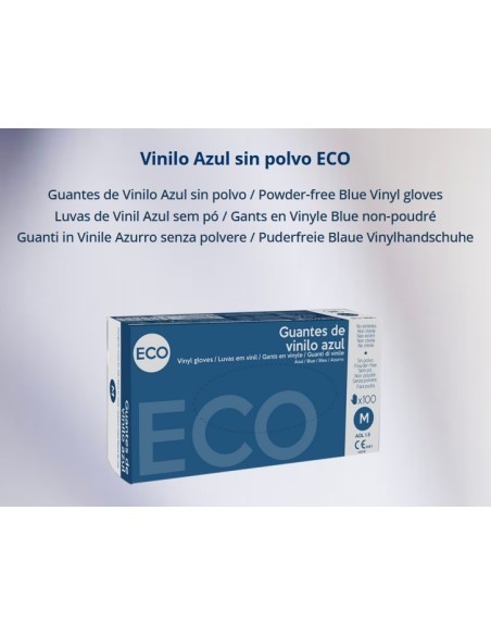 GUANTE VINILO AZUL SIN POLVO TG -1 x 100u- ECO