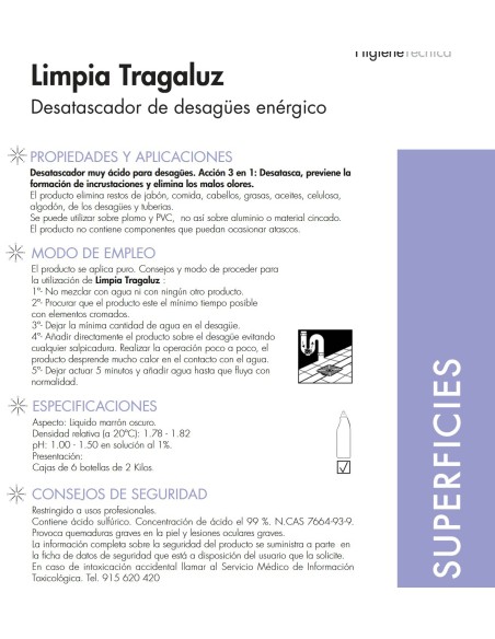 LIMPIA TRAGALUZ desatascador desagües enérgico -1 x 2 kg-