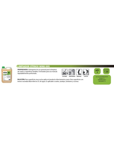 LIMPIADOR CITRICO 005 WINS -1 x 5l-