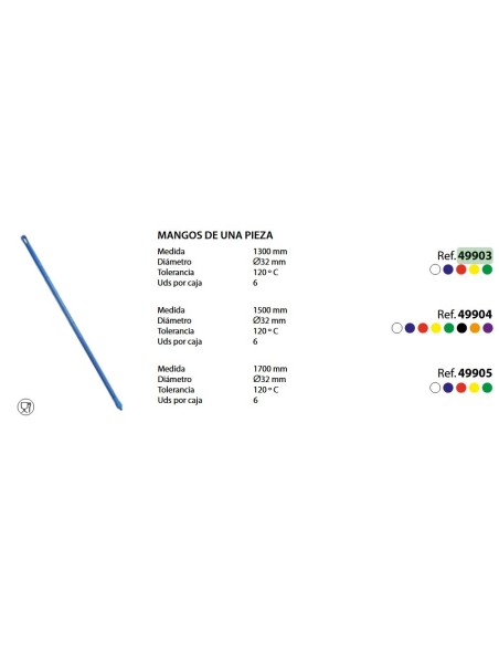 MANGO ERGONOMICO DE UNA PIEZA ROJO REF 1300x32mm