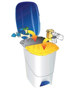 PAPELERA DENOX CPEDAL Y TAPA 25LTRS AMARILLA