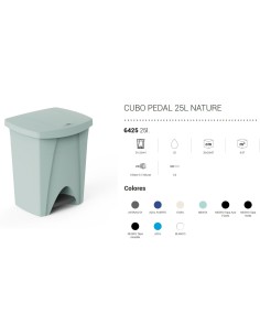 PAPELERA PLASTICO BLANCA 25L CPEDAL