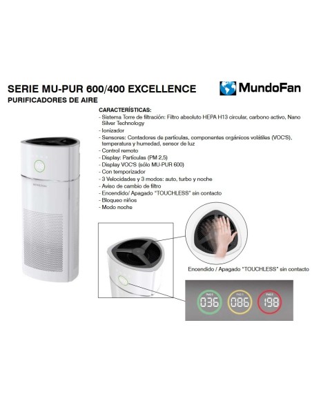 PURIFICADOR AIRE EXCELLENCE CFILTRO HASTA 60M2 MU-PUR 600