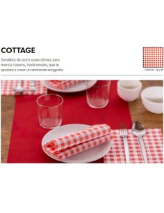 SERVILLETA 40x40 1C GC CLASS AIRLAID COTTAGE ROJO -12pq x 50u-
